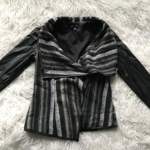 SAKS‎ FAUX LEATHER BLANKET DRAPE WRAP JACKET
